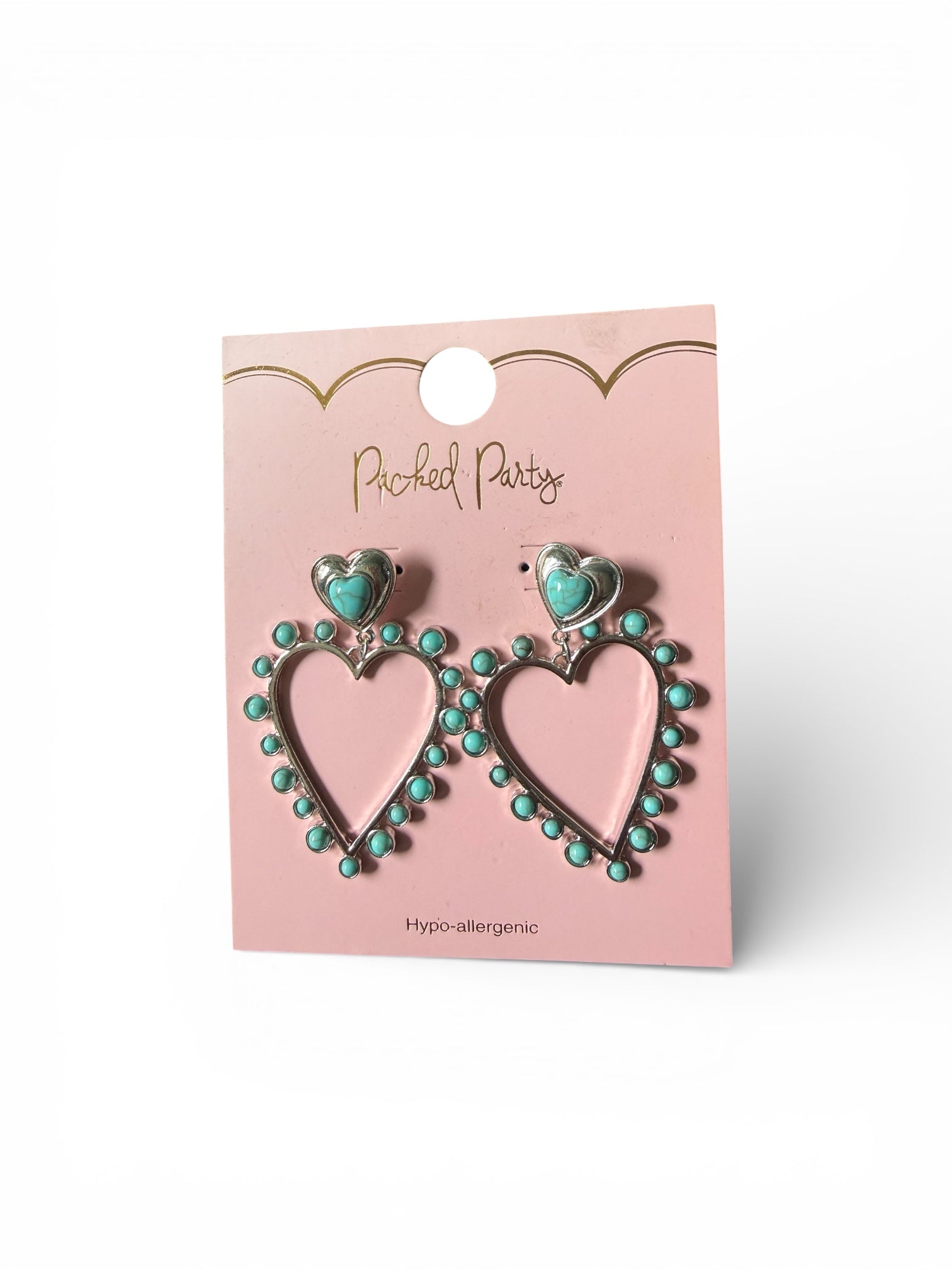 Turquoise Heart Shaped Earrings - Pickled Party