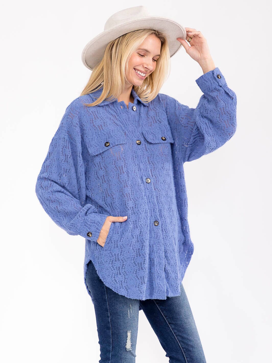 Bibi Lace Oversized Shacket - Chic Lightweight Shacket