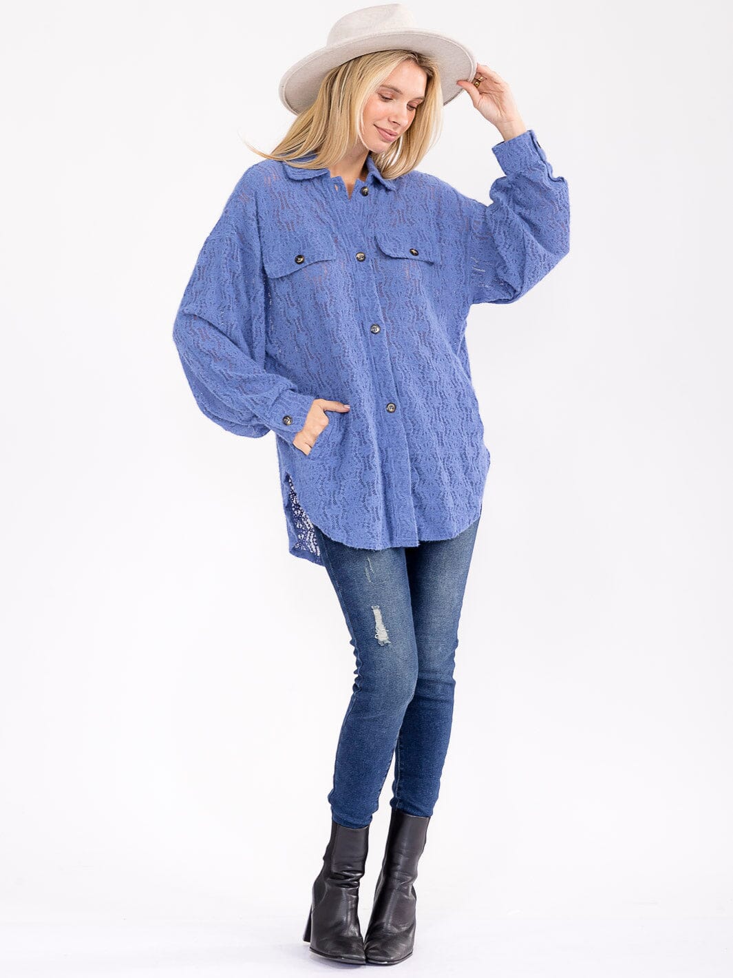 Bibi Lace Oversized Shacket - Chic Lightweight Shacket