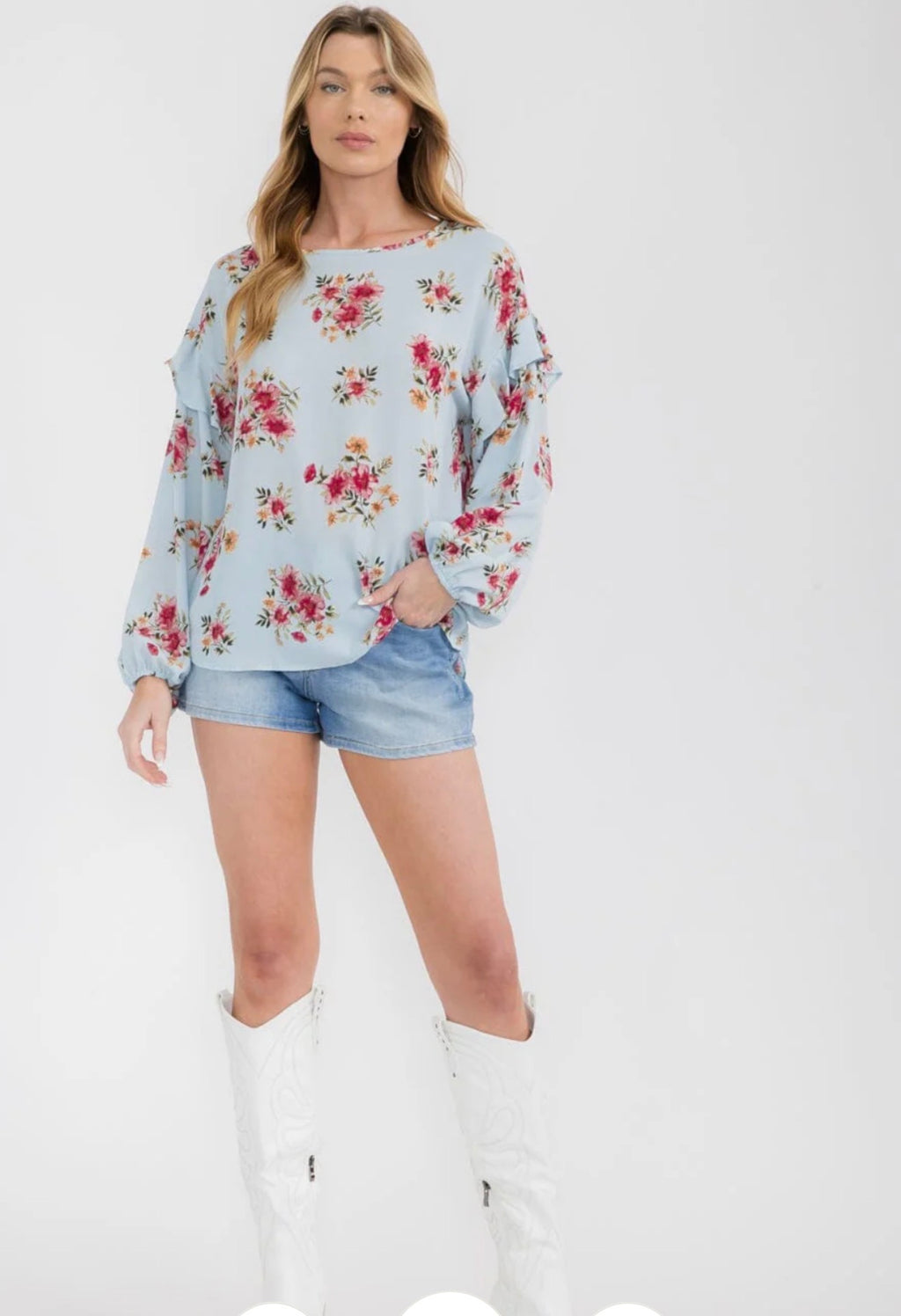 Vine & Love Floral Bell Sleeve Blouse