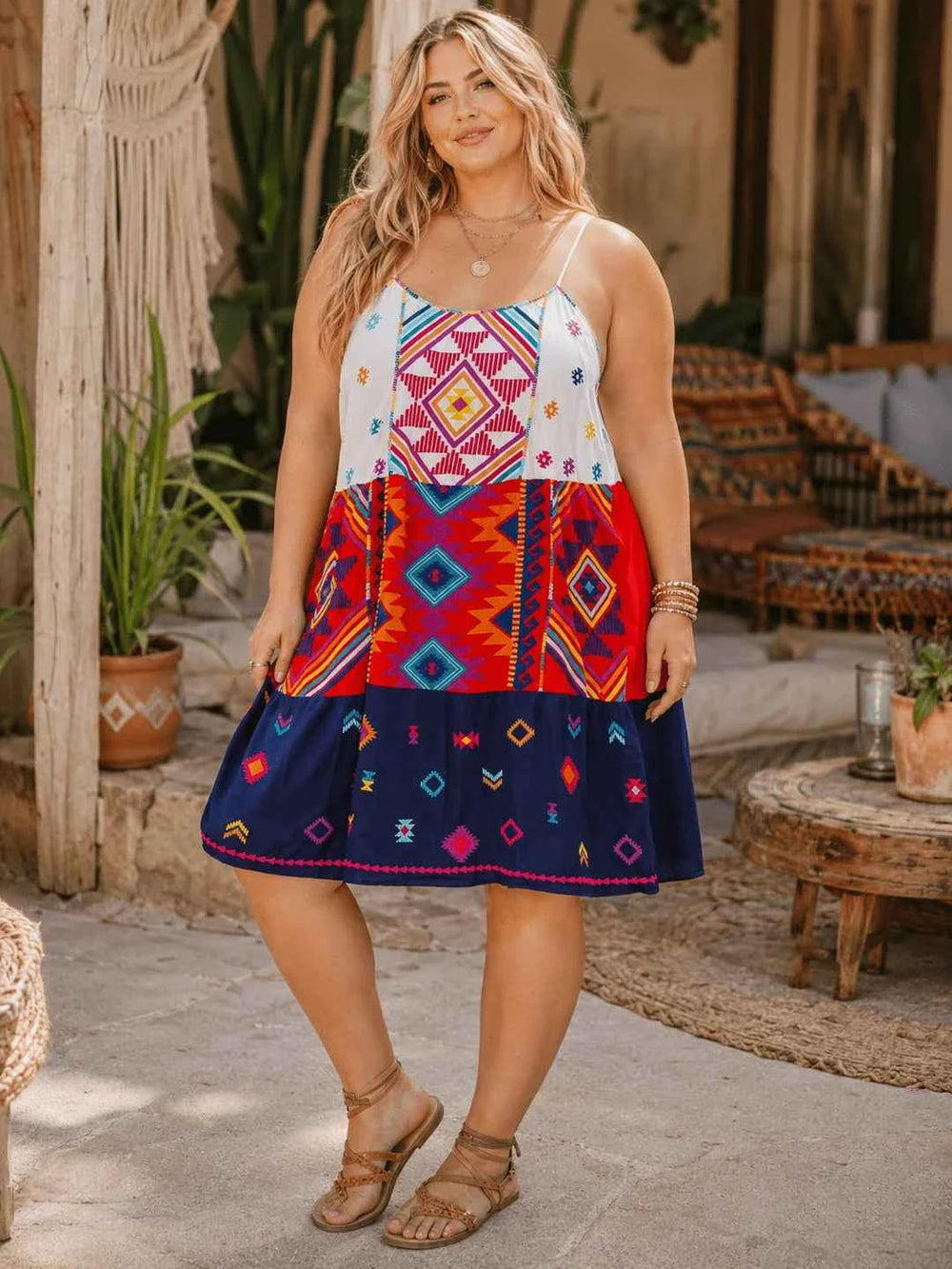 Savannah Jane Embroidered Tiered Midi Dress – Boho Plus Size