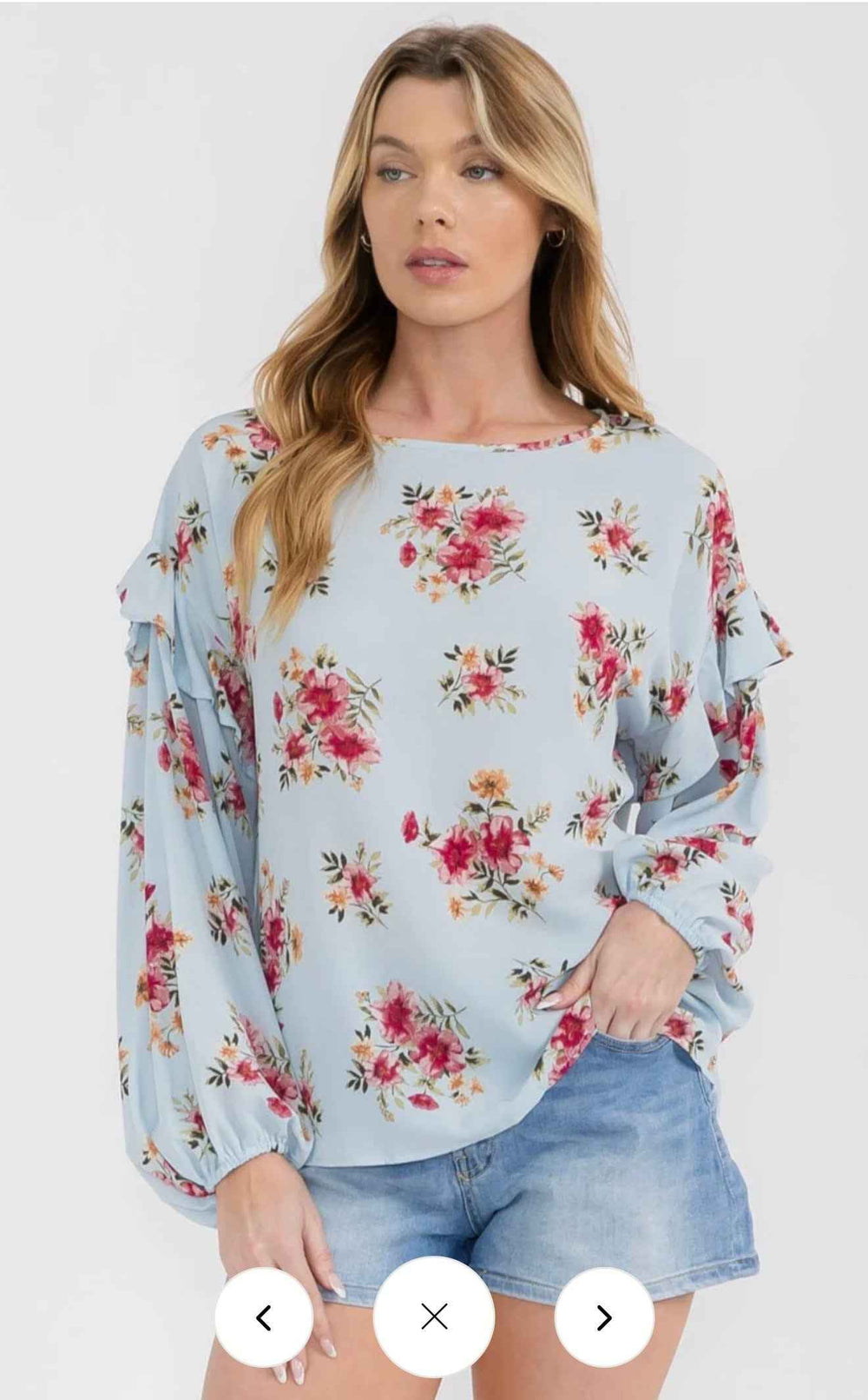 Vine & Love Floral Bell-Sleeve Blouse – Boho