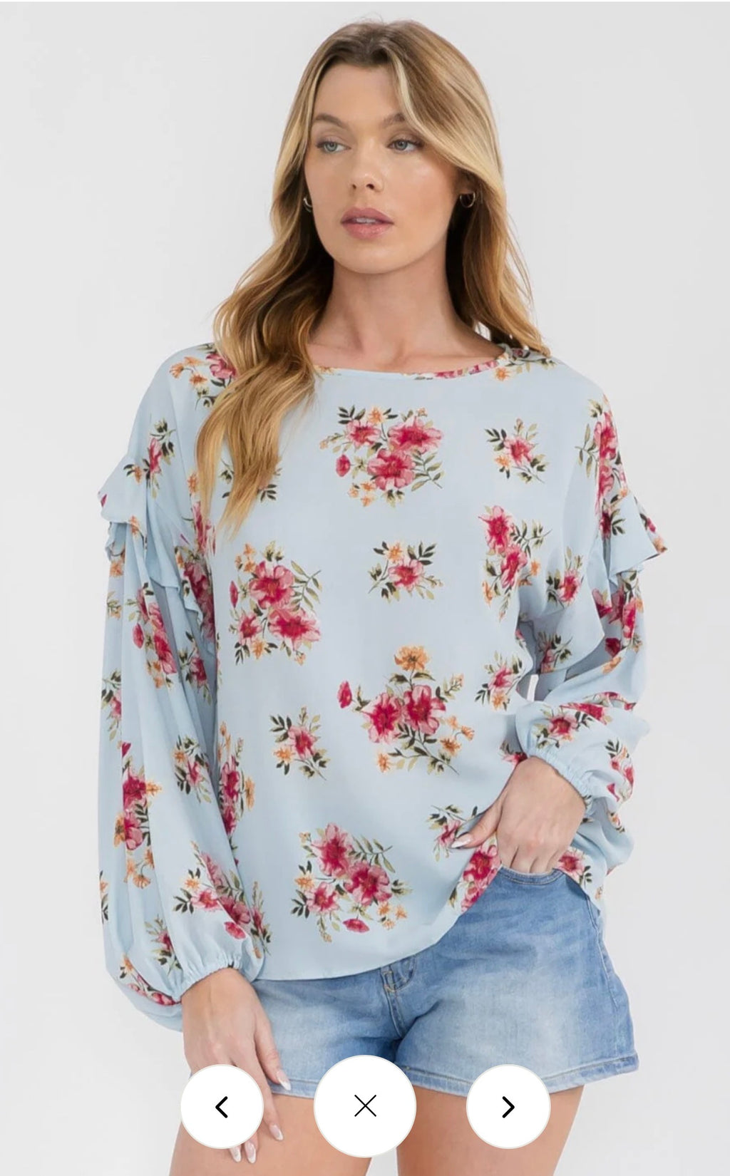 Vine & Love Floral Bell Sleeve Blouse