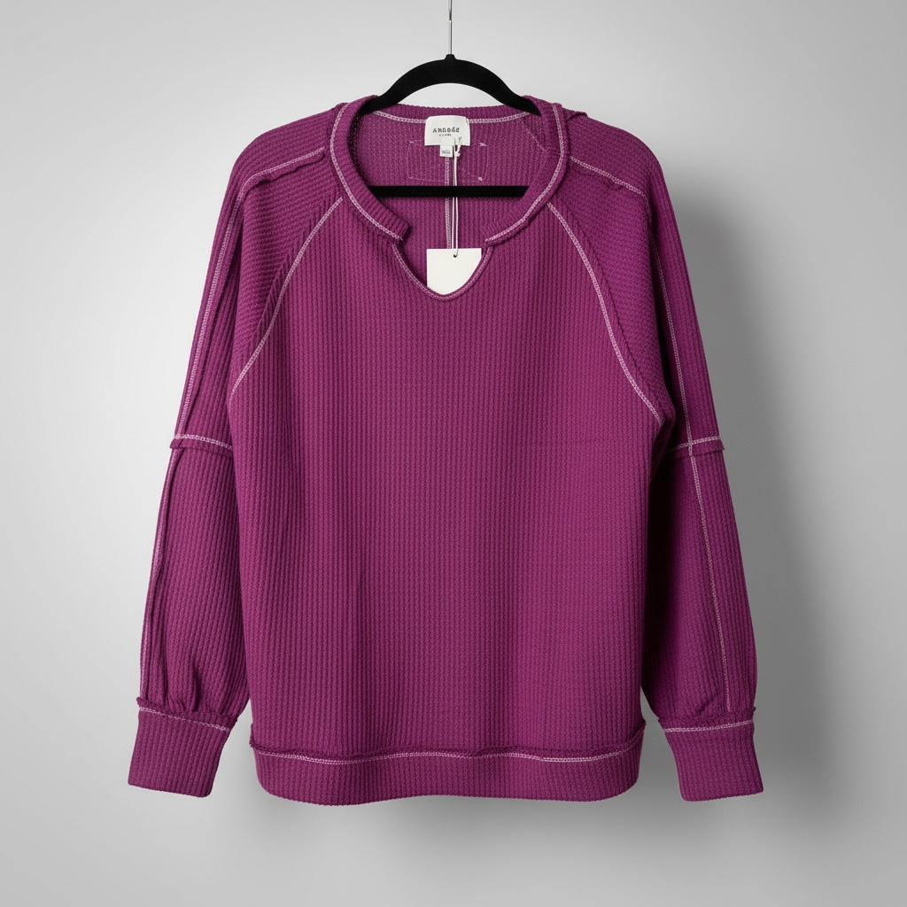 Exposed Seam Split Hem Knit Top - Contemporary Ribbed Sweater - CG Style Shop