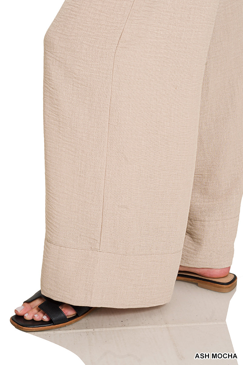 Zenana Linen Blend Wide Leg Pants – Flowy & Relaxed Fit