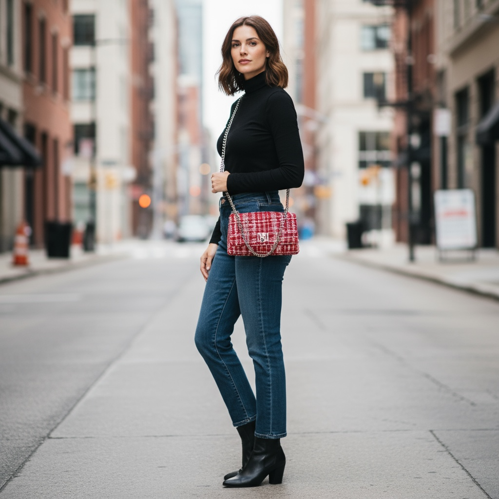 Badgley Mischka tweed small messenger bag