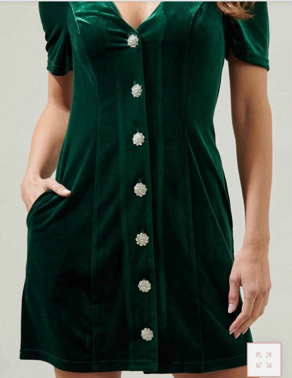 Velvet Button Mini Dress by Sugarlips