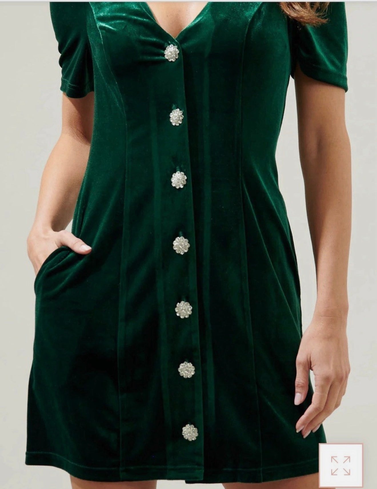 Velvet Button Mini Dress by Sugarlips