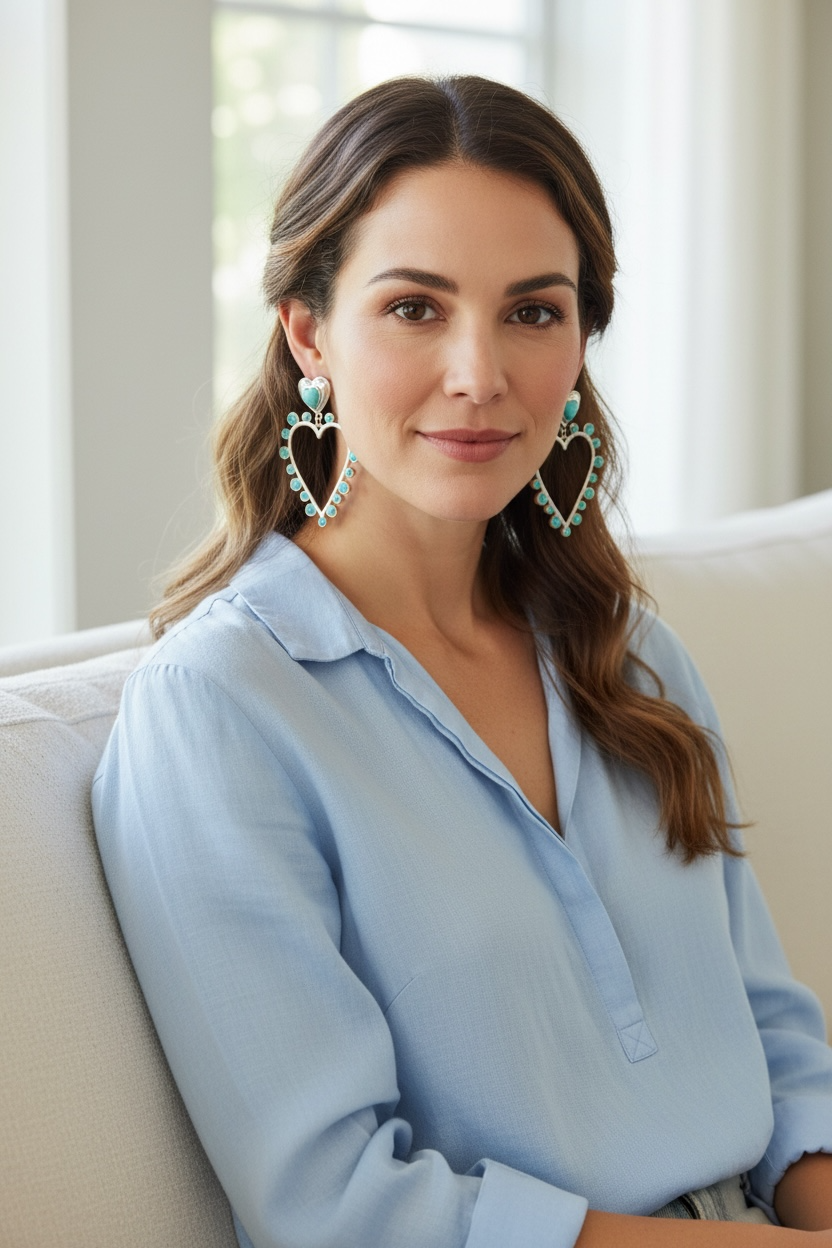 Turquoise Heart Shaped Earrings - Pickled Party