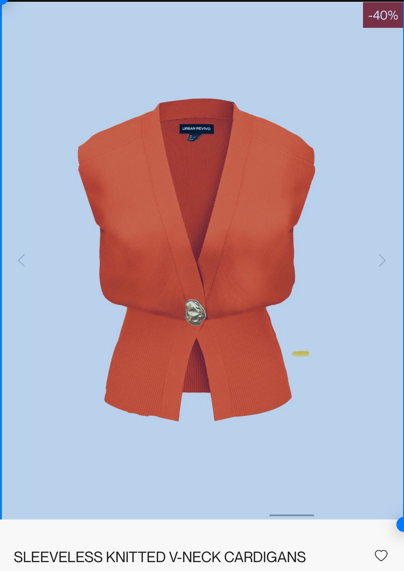 Urban Revivio V-Neck Knitted Cardigan Vest - Gold Button Detail