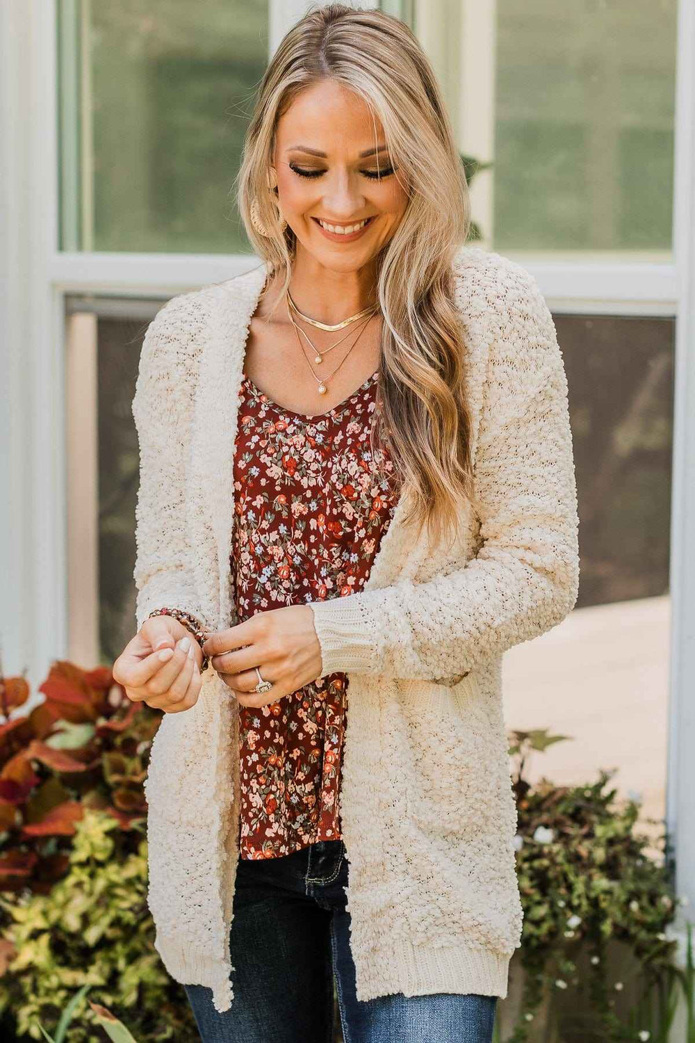Listicle Popcorn Open-Knit Cardigan