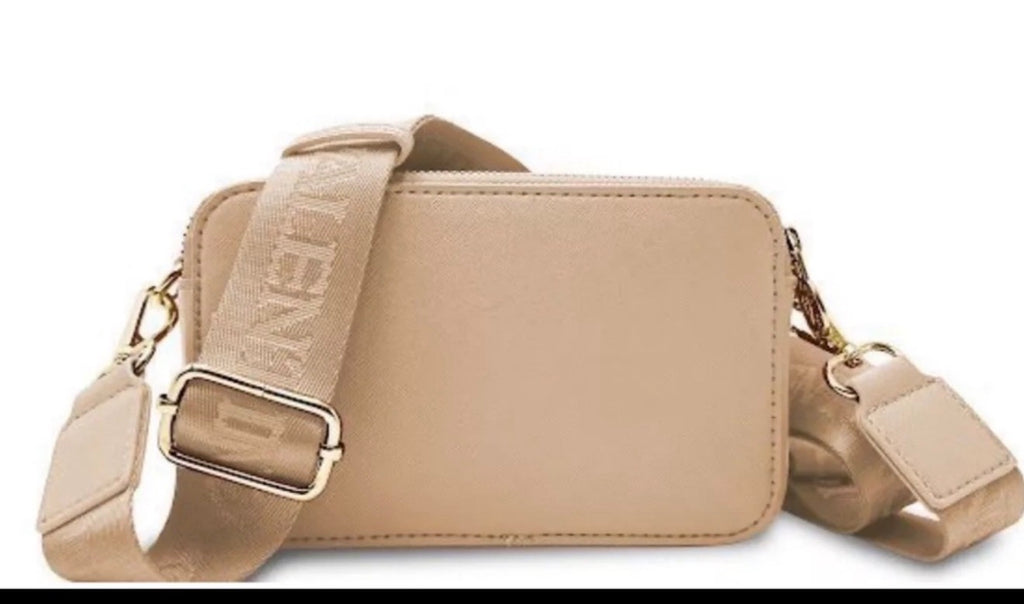 Valentino Orlandi Italian Studded Crossbody Camera Bag - Taupe