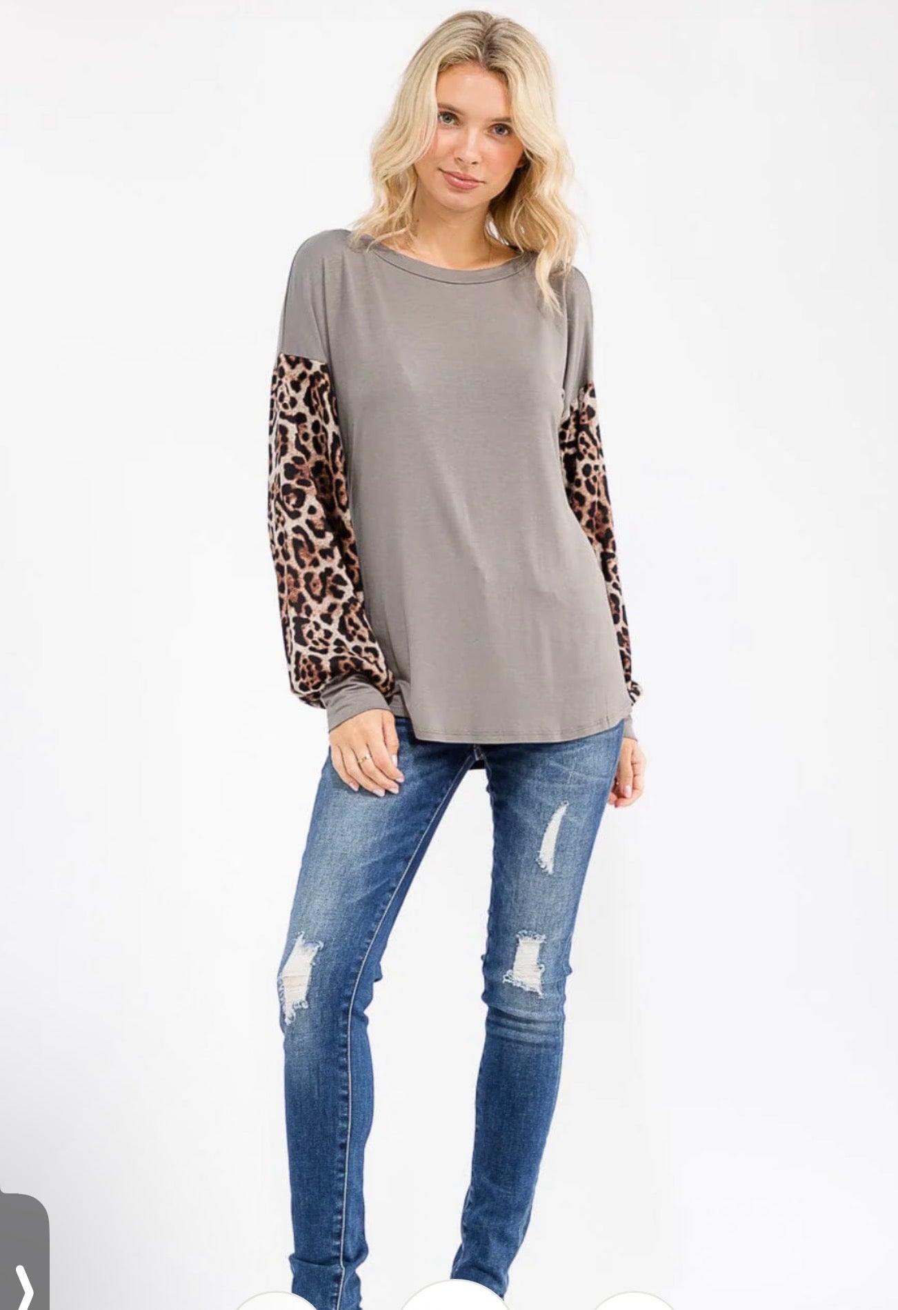 Long Sleeve Animal Print Contrast Loose Fit Top