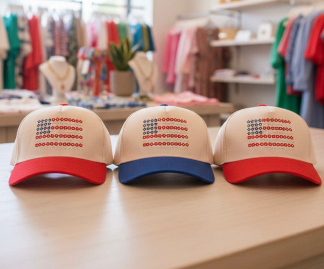 American Flag Two-Tone Trucker Cap for Women
