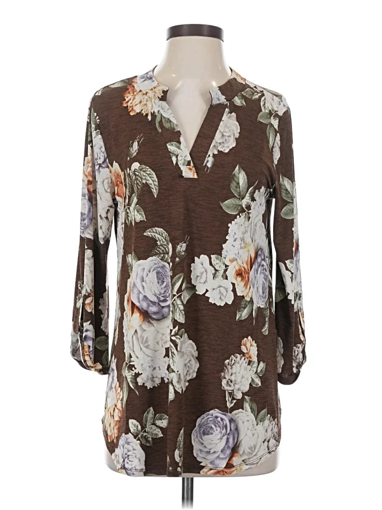 Dear Scarlett Lizzy Plus Size Blouse | Pink Floral Print V-Neck Top