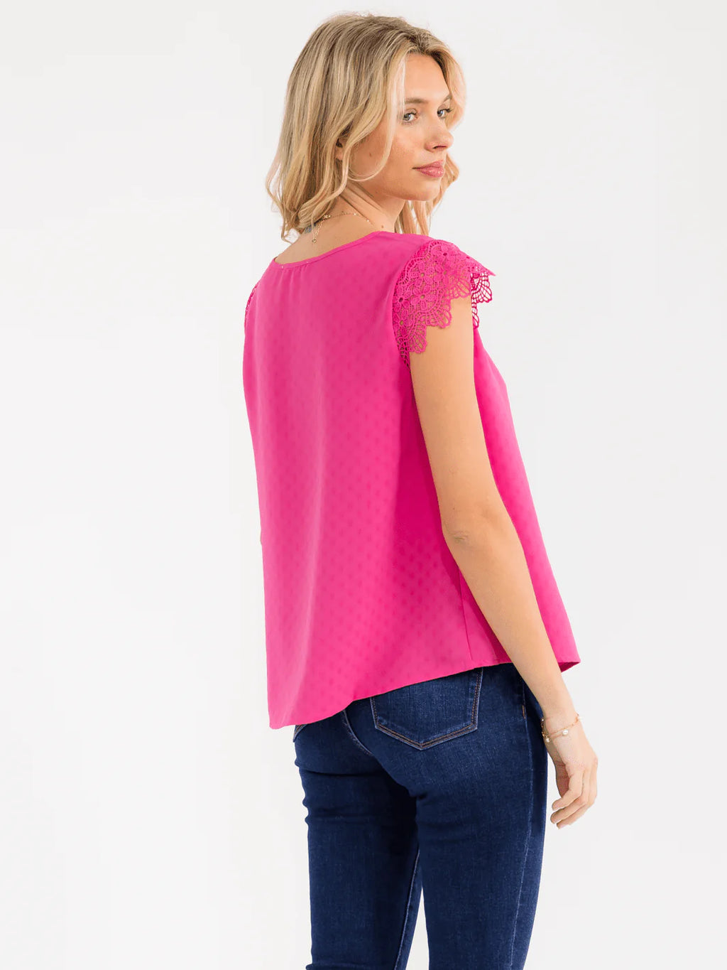 Women's Crochet Detail Ruffle Sleeve Blouse