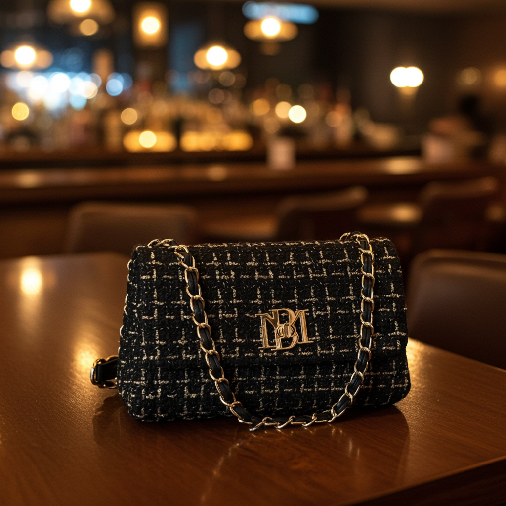 Badgley Mischka Tweed Small Messenger Bag - Designer Handbag