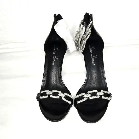 Lauren Lorraine Farla Rhinestone Heels - Chain Ankle Strap