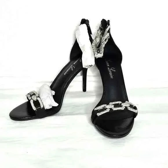Lauren Lorraine Farla Rhinestone Heels – Chain Ankle Strap