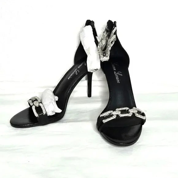 Lauren Lorraine Farla Rhinestone Heels - Chain Ankle Strap