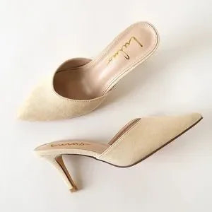 Lulus Nubuck Suede Mules - Pointed-Toe Kitten Heels