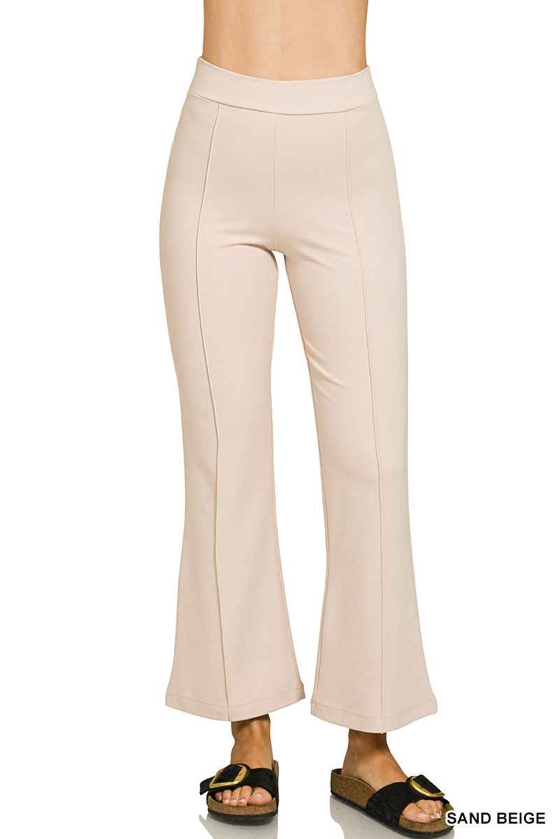 Zenana Heavy-Ponte Pintuck Flare Pants