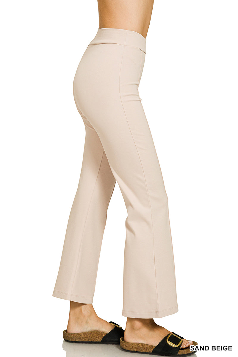 Zenana Heavy Ponte Bell Bottom Pintuck Pants