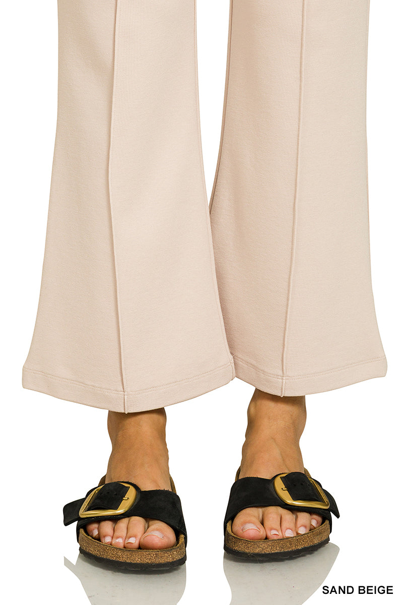Zenana Heavy Ponte Bell Bottom Pintuck Pants