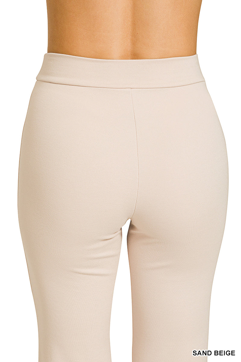 Zenana Heavy Ponte Bell Bottom Pintuck Pants