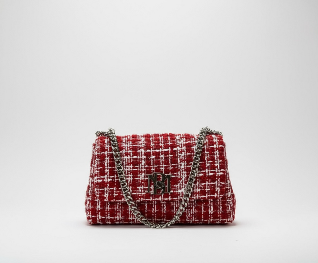 Badgley Mischka tweed small messenger bag