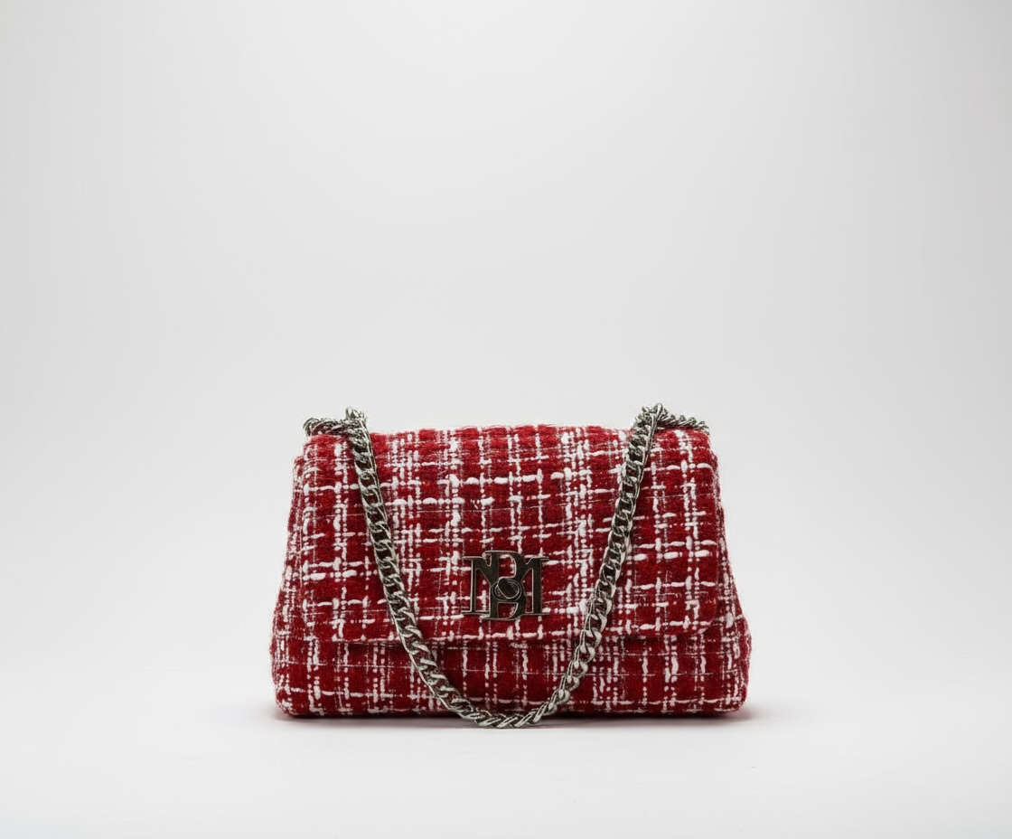 Badgley Mischka tweed small messenger bag