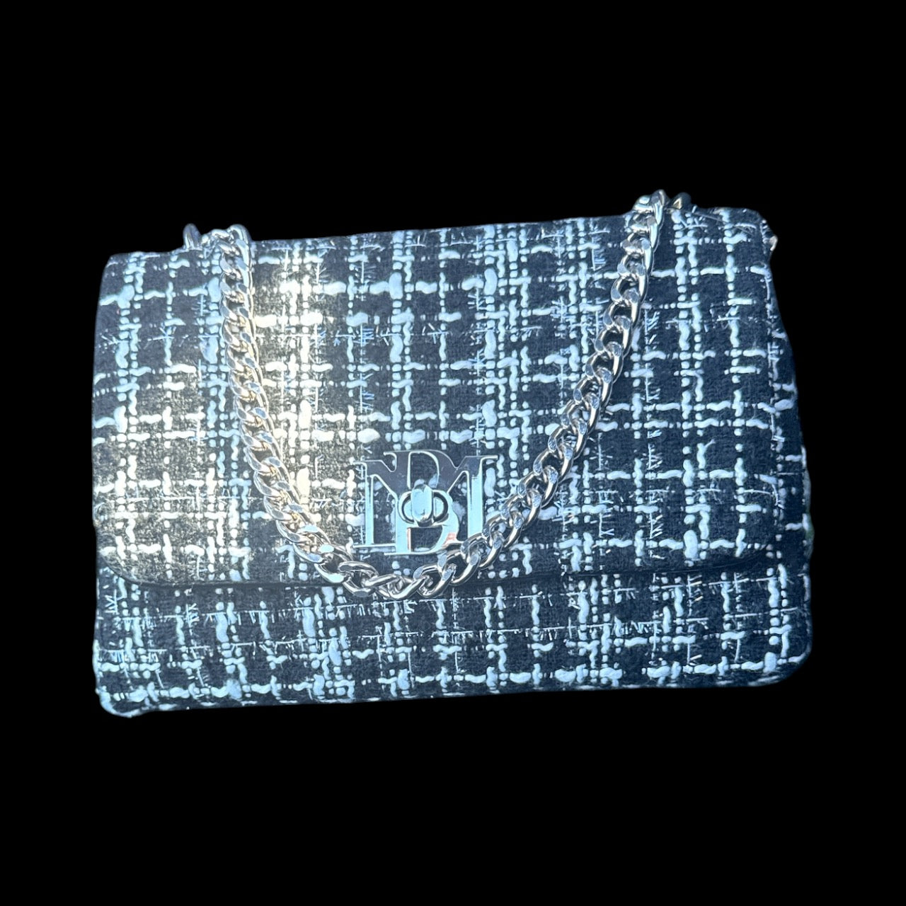 Badgley Mischka tweed small messenger bag