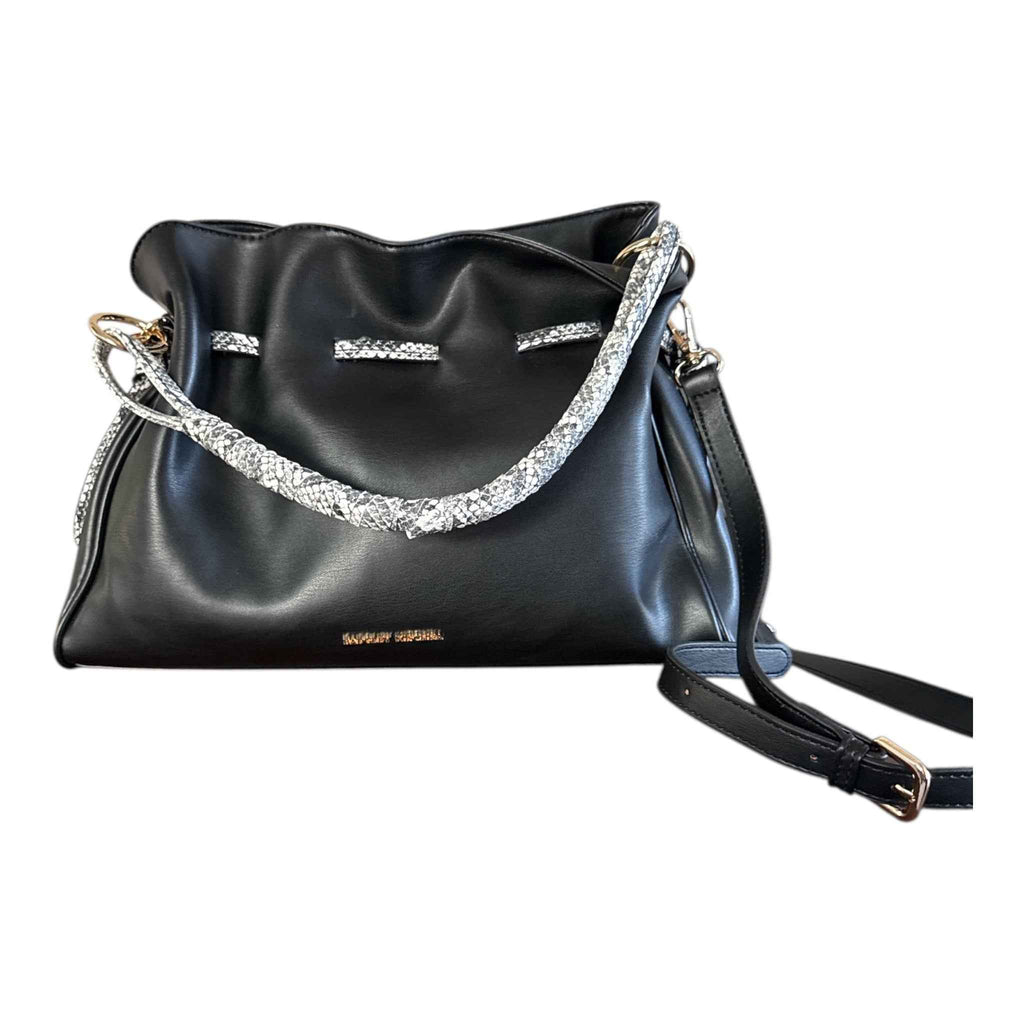 Badgley Mischka black tote with snakeskin detail