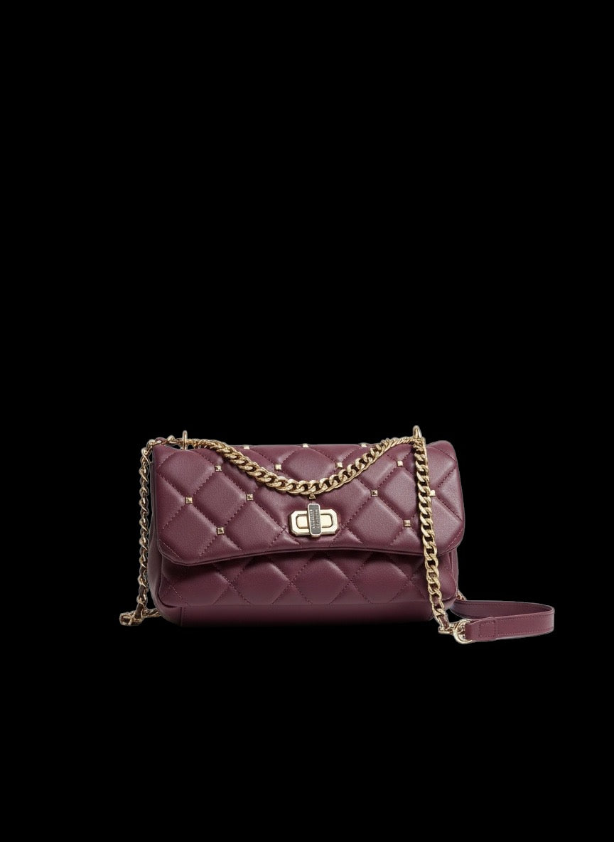 Badgley Mischka small quilted messenger with braided chain strap