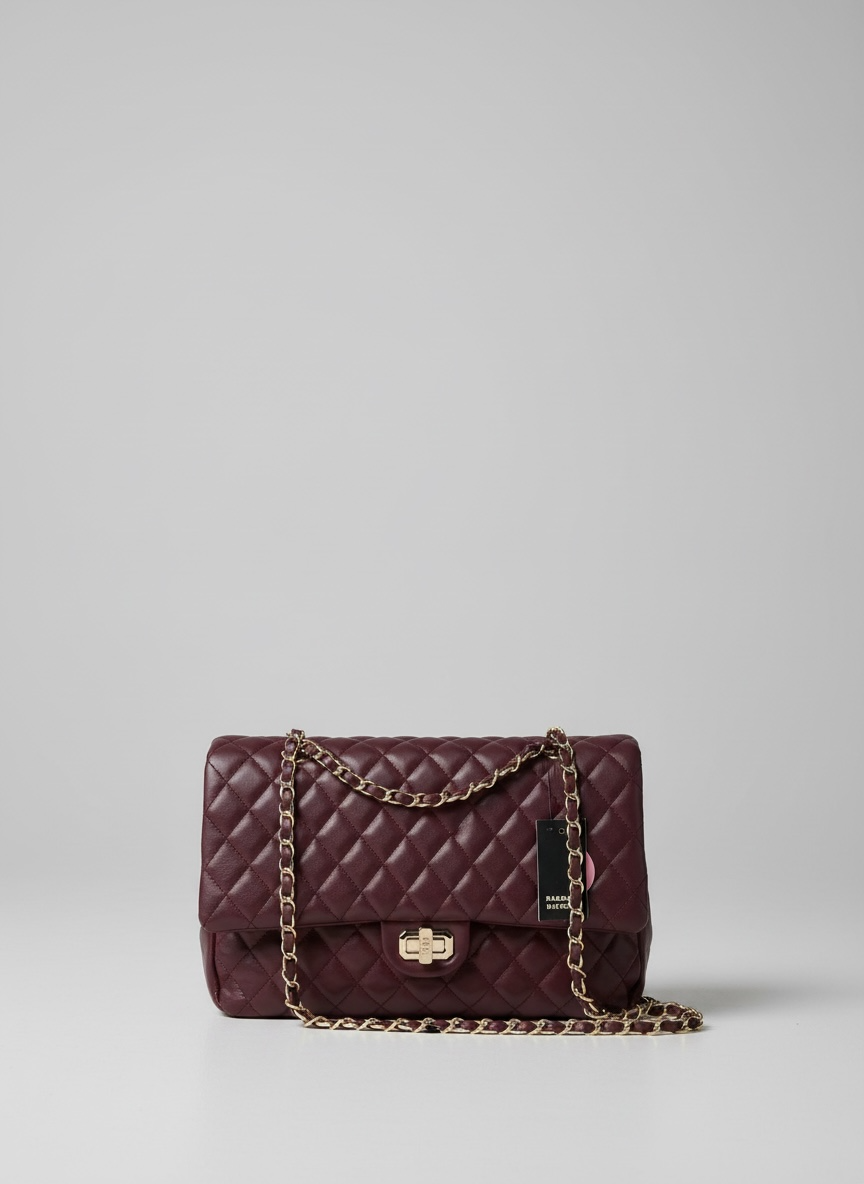 Badgley Mischka quilted chain strap large messenger bag