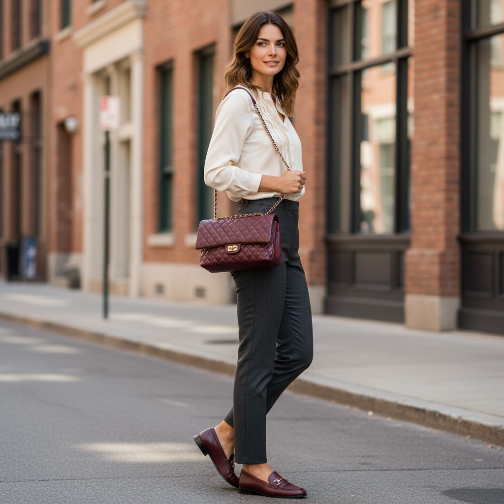 Badgley Mischka quilted chain strap large messenger bag