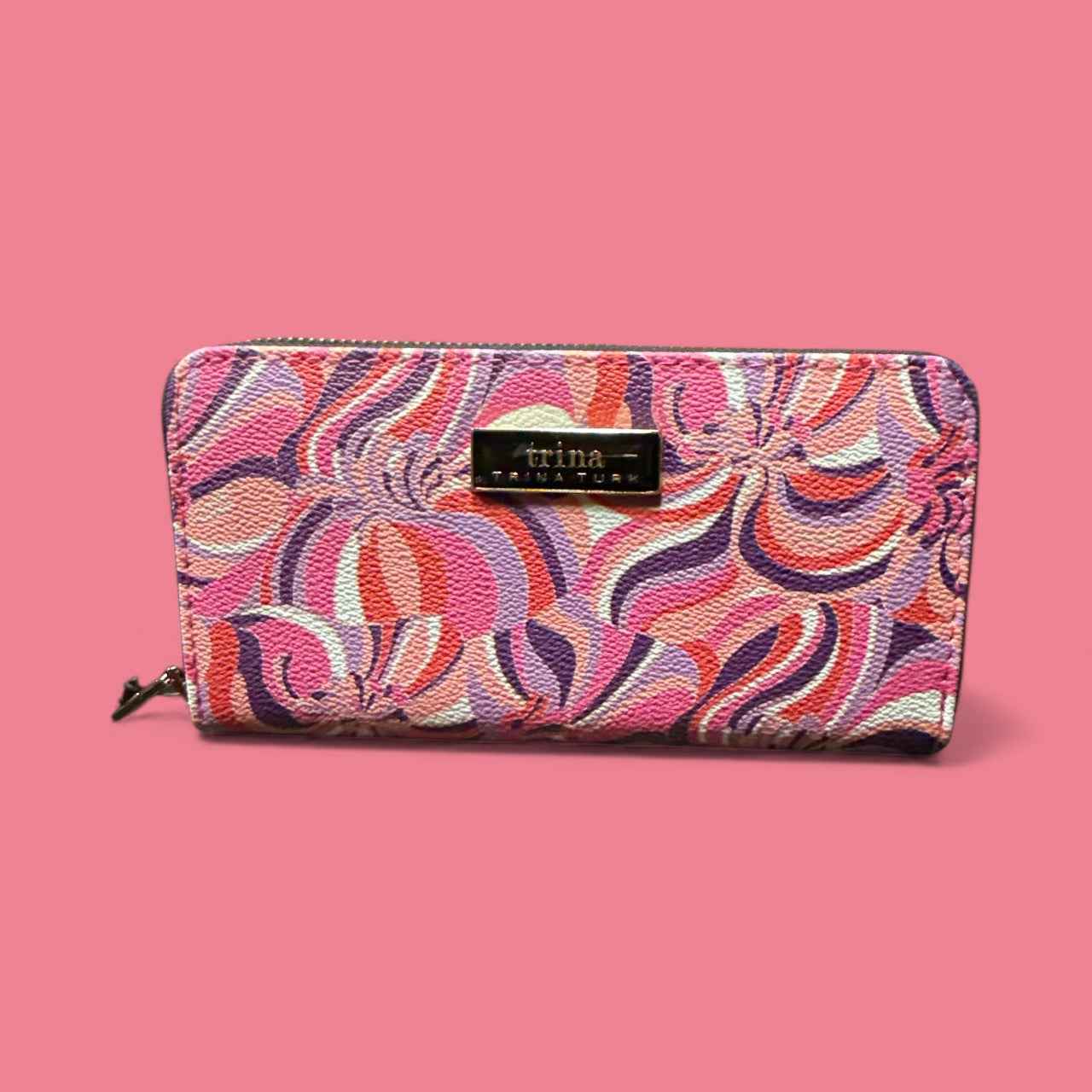 Trina Turk cheetah print zip around wallet