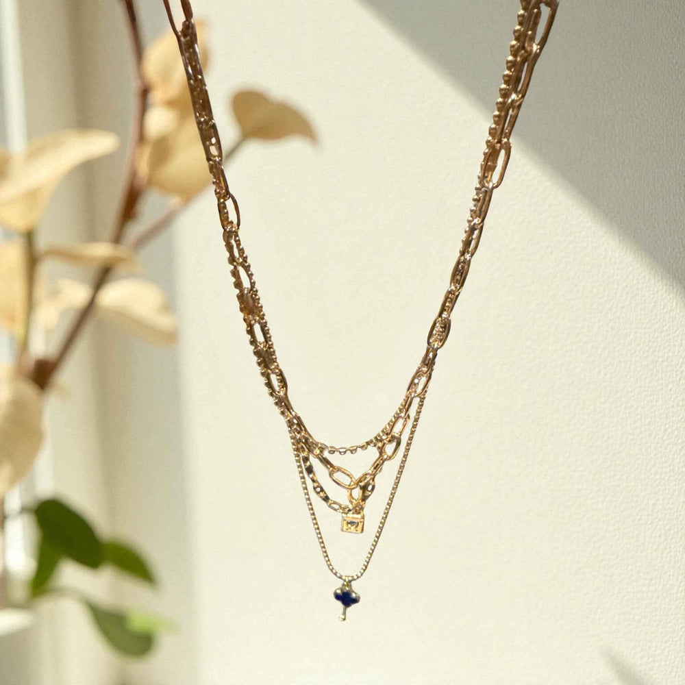 Layered Gold & Silver Key Pendant Necklace