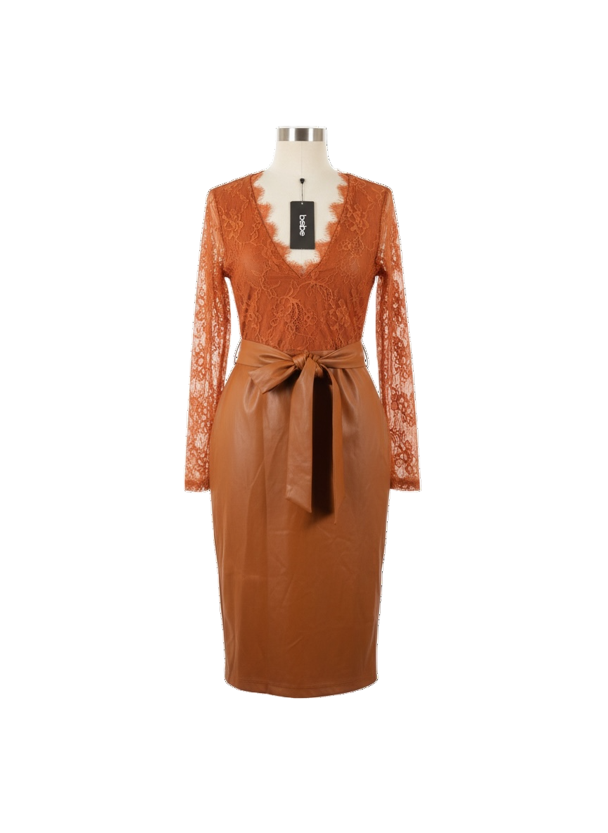 Bebe Lace & Vegan Leather Dress – Cocktail Style
