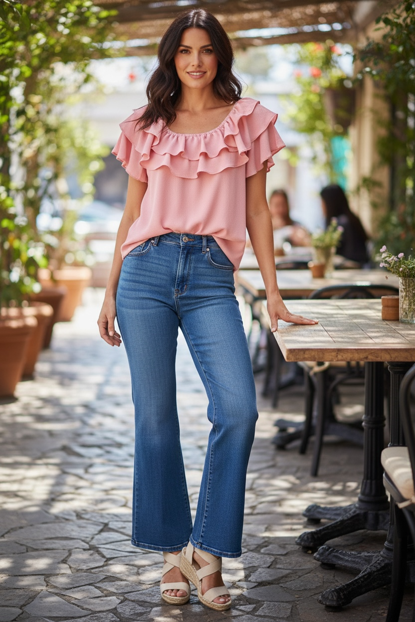 Vine & Love Triple-Ruffle Blouse – Prairie Style