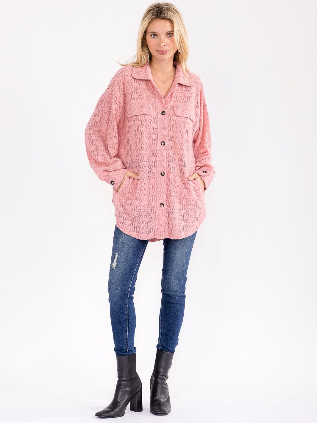 Bibi Lace Oversized Shacket - Chic Lightweight Shacket