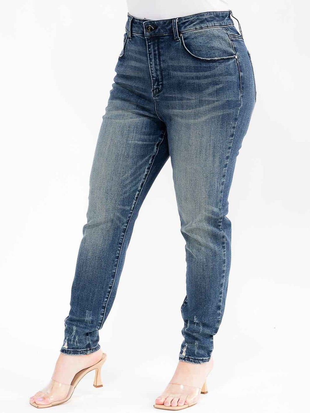 INSANE GENE Plus-Size Distressed Skinny Jeans – Stretch Denim