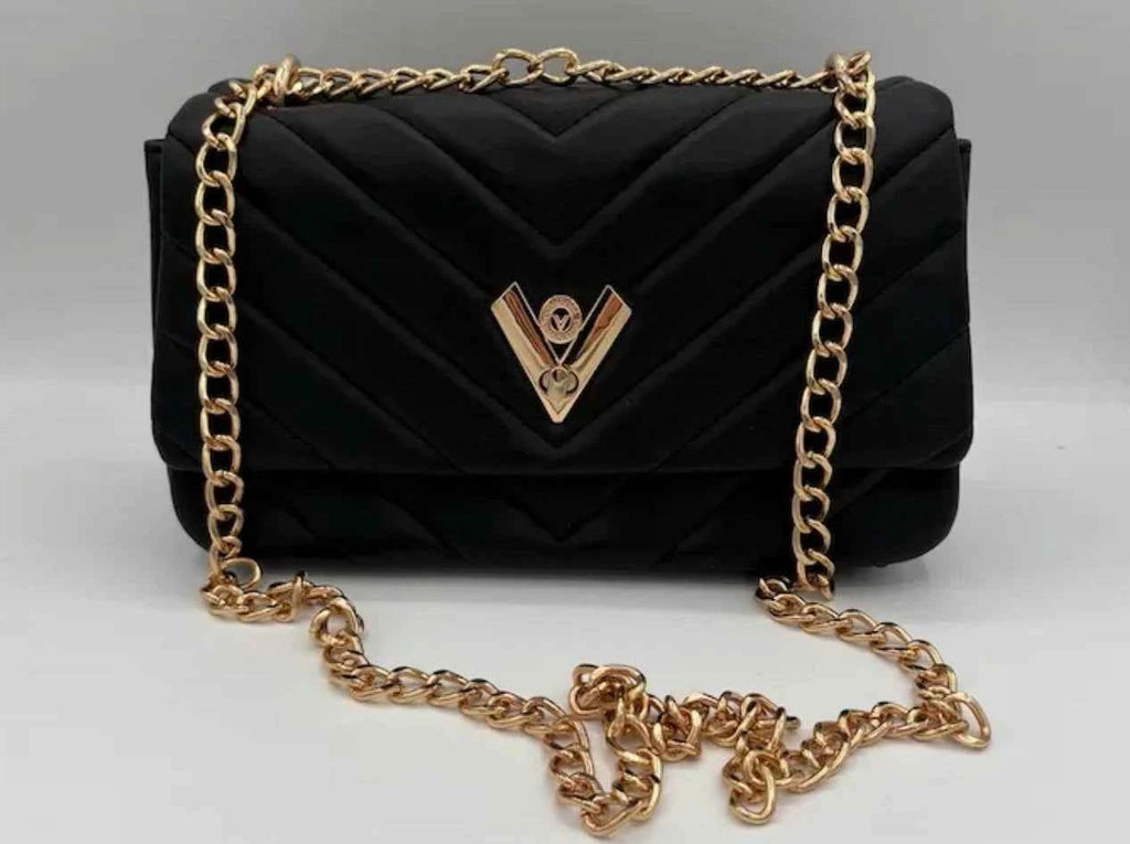 Valentino Orlandi Vegan Leather Crossbody - Gold Chain Bag