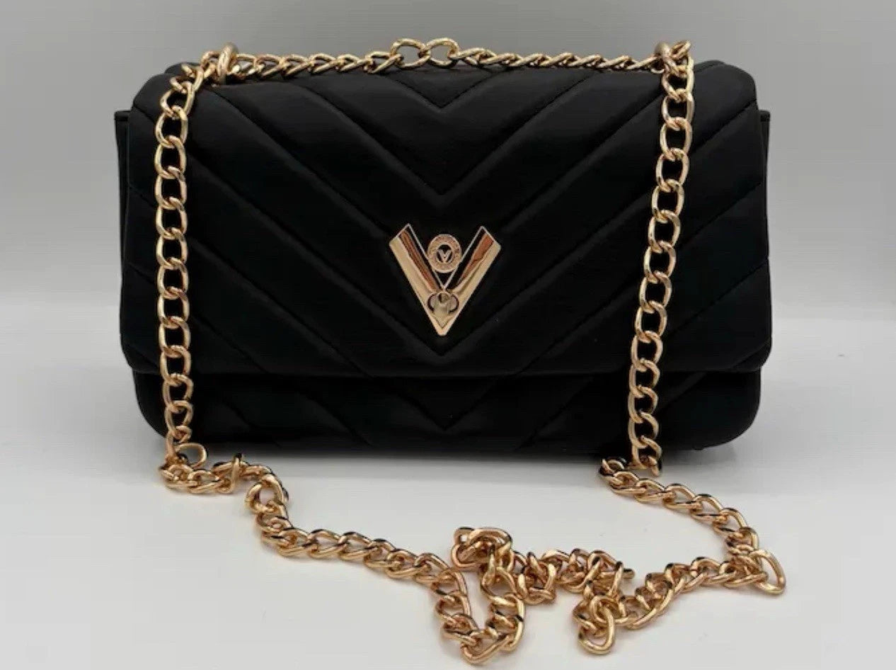 Valentino Orlandi Vegan Leather Crossbody - Gold Chain Bag