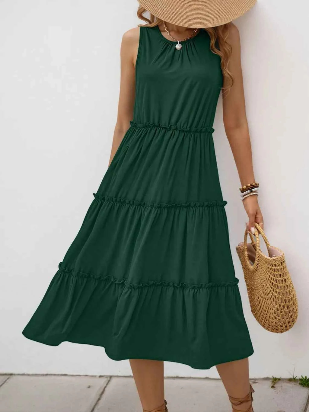 Frill Tiered Midi Dress