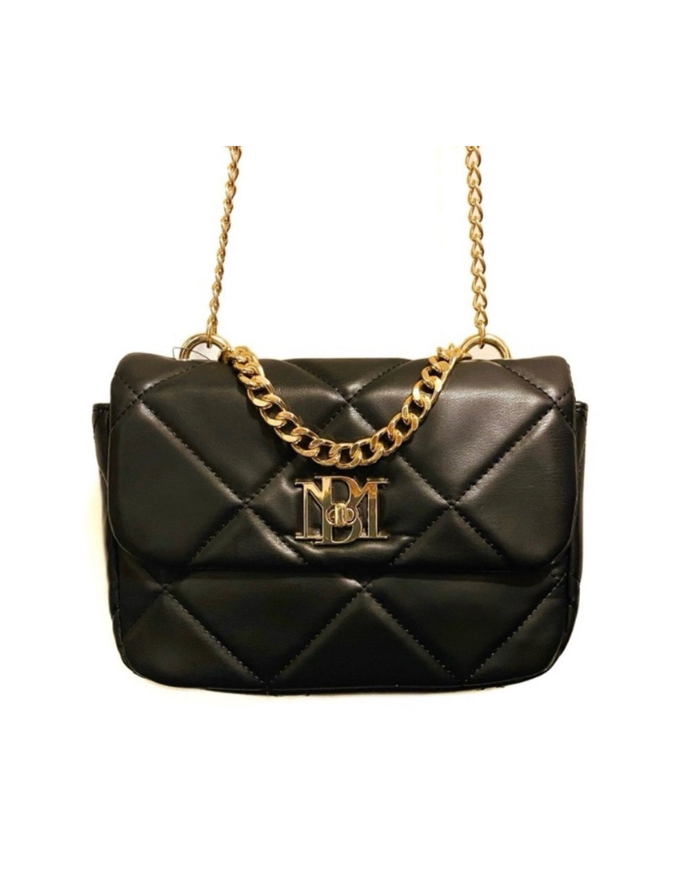 Badgley Mischka Small Quilted Chain Crossbody – Black or Burgundy