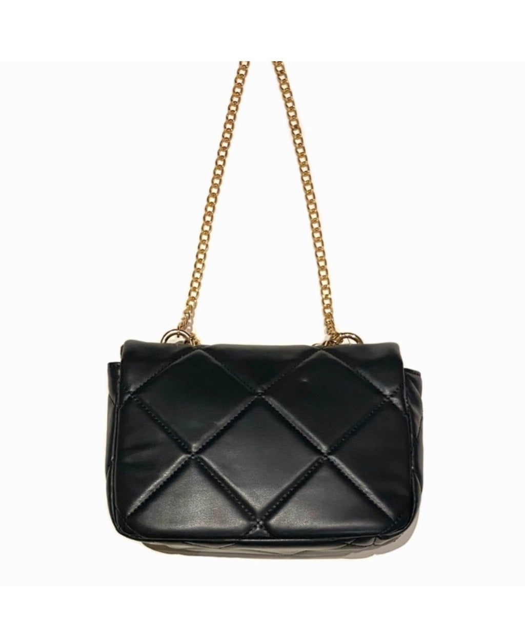 Badgley Mischka BM-4175 black quilted crossbody back view