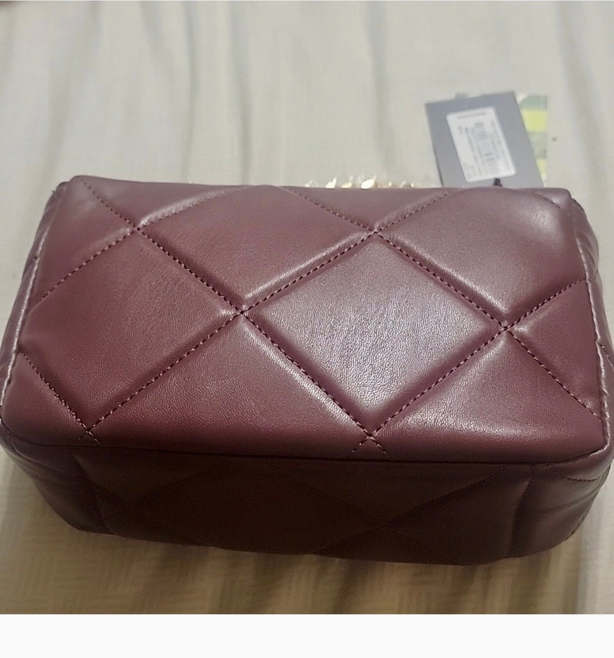 Badgley Mischka BM-4175 burgundy quilted crossbody back view