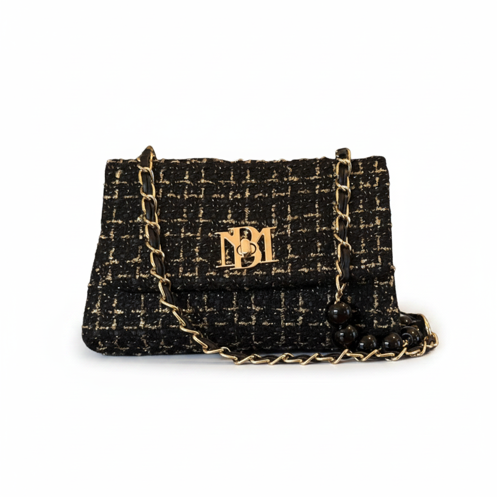 Badgley Mischka Tweed Bag - White Background