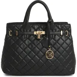 Diamond Quilt Faux Leather Tote Bag - Quilted Handbag